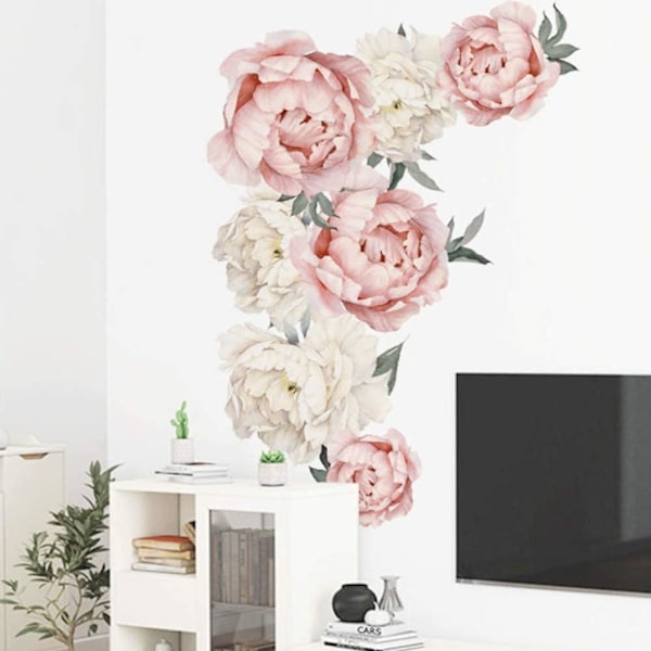 Blomväggsdekaler Vattenfärgsrosor Dekorativa Pionblommor