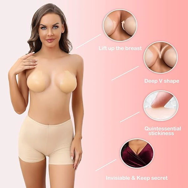 Silikon strapless självhäftande behå, XL osynlig camisole behå, återanvändbar