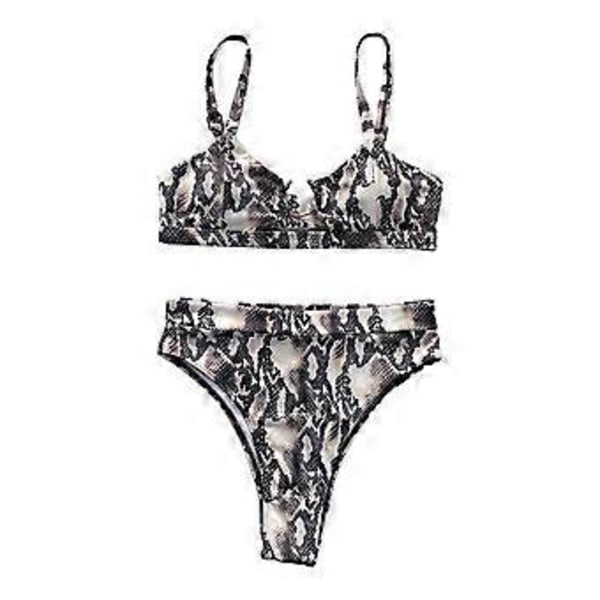 Bikinisæt med stropper, højtaljet brasiliansk badetøj, strandrejse, badedragt, tankini (Serpentine L) Serpentine L