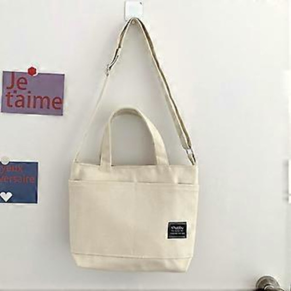 Canvas mulepose ny taske dame messenger taske stor kapacitet canvas taske, 1 stk - hvid