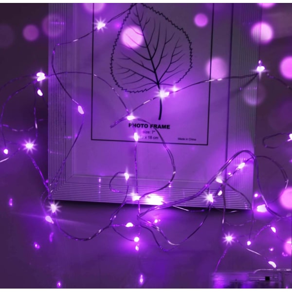 (Lilla), 3M 30 Micro LED'er, Batteridrevne Mini LED-lyskæder