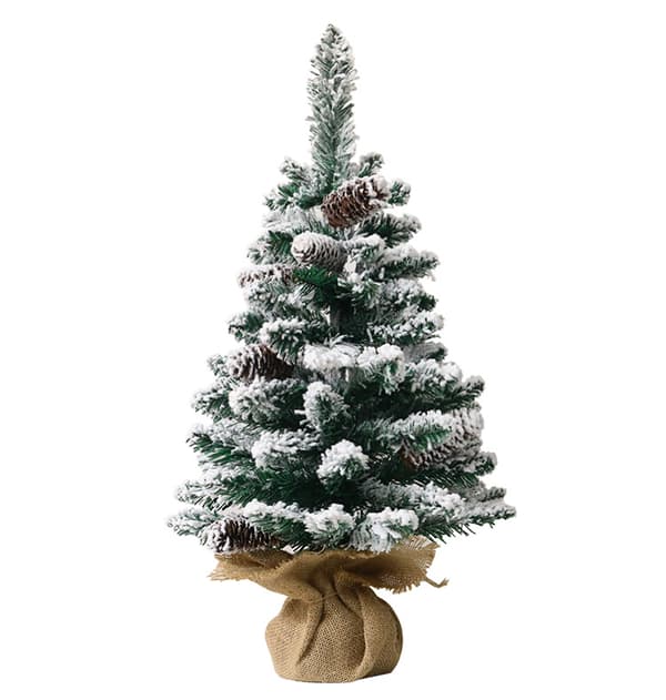 45 cm juletre med snøfall og flocket overflate, skrivebords-snøtre, julepynt