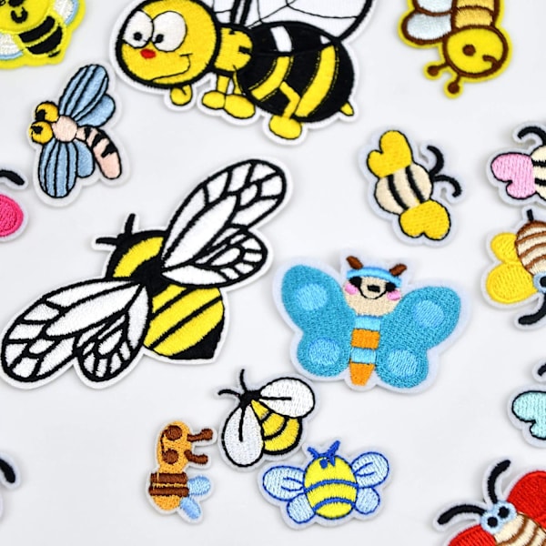 Strykjärnspåsar 17 stycken Bi-påsar Fjäril Broderi Applikation