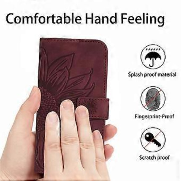 Til Oppo A58 4G Wallet Telefon Cover Solsikke Prægning Stativ Læder Etui med Håndrem Style F