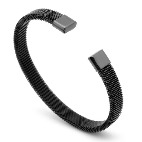 Svart manschettarmband i stålmesh för män
