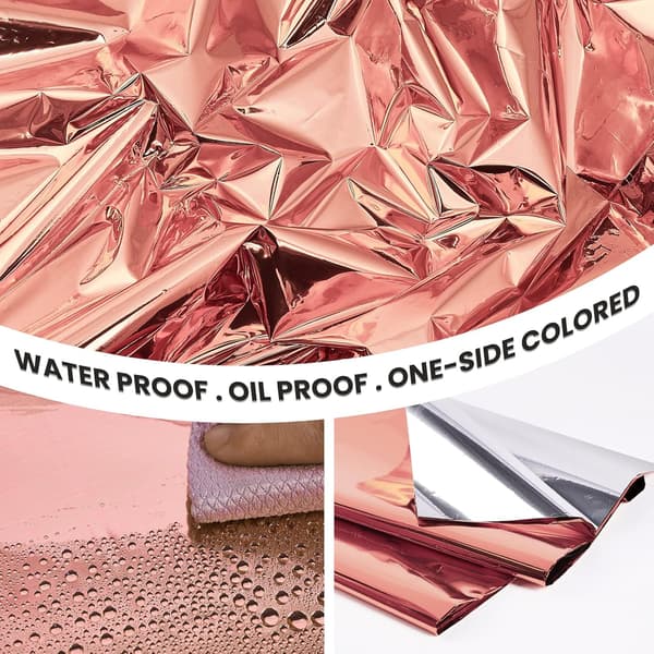 Rektangulär Bordsduk i Roséguldfolie, 146x260cm, Plast Alumin