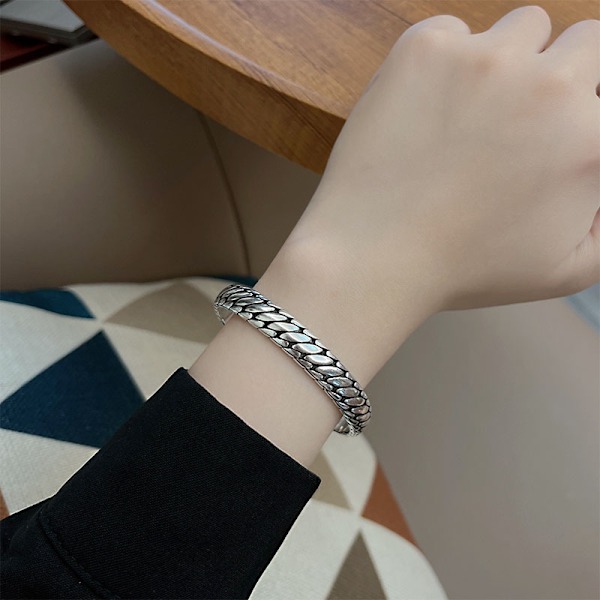 Klassisk kedjesilver  platt kedjearmband