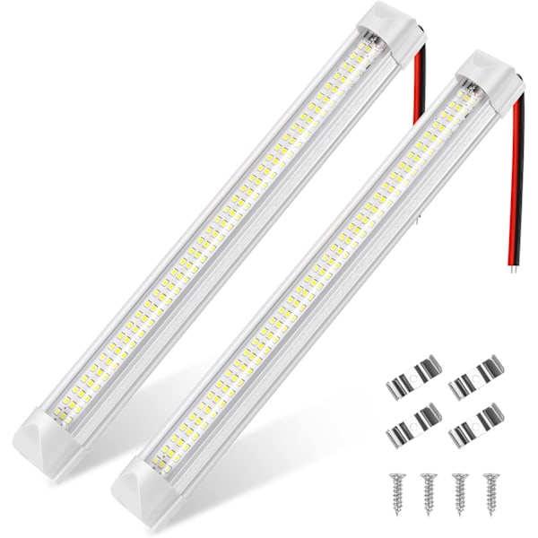 2 kpl 12V LED-sisävalopalkki Auton valaistus 108 LED päälle/pois-kytkimellä