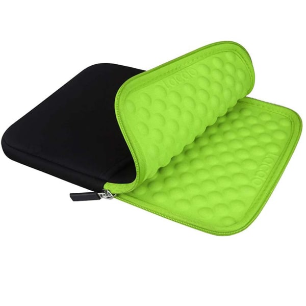 Tablet Sleeve Case med tilbehørslomme, sort+grøn til 12,9 i