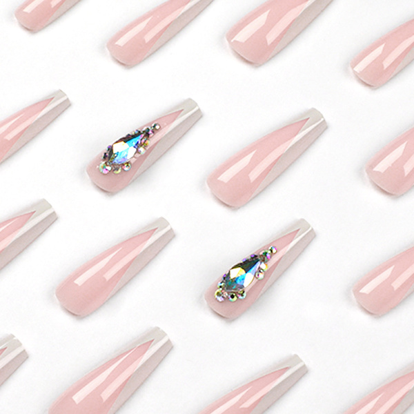 24 st vita kant nakna pulver strass nagelplåster, det