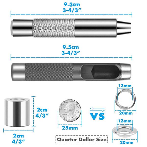 Grommet-työkalusarja, 10 mm sisähalkaisija, 120 sarjaa suuttimia pressuille, Curt