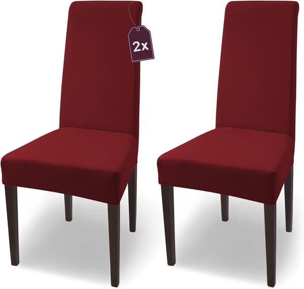 Elastisk Stoltrekk i Stretch Bomull / Sett med 2 / Burgunder/Stretch C