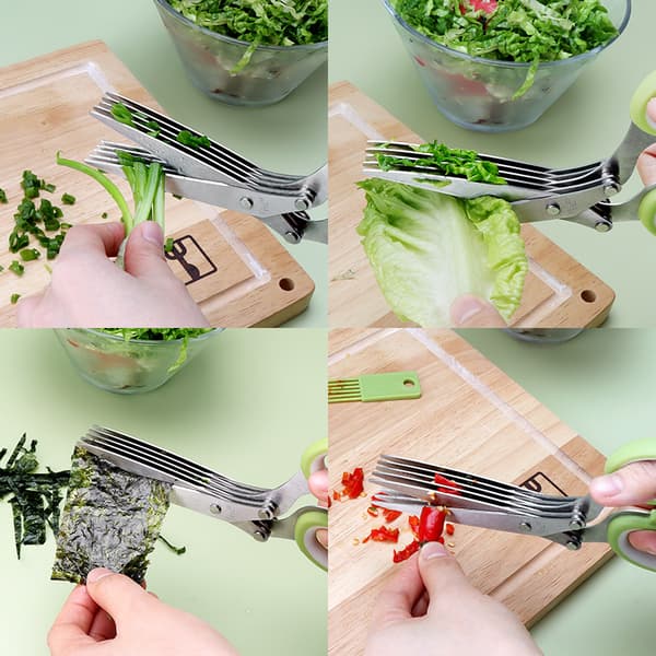 Multifunksjonelt gourmet-saksesett med 5 rustfrie stålblad
