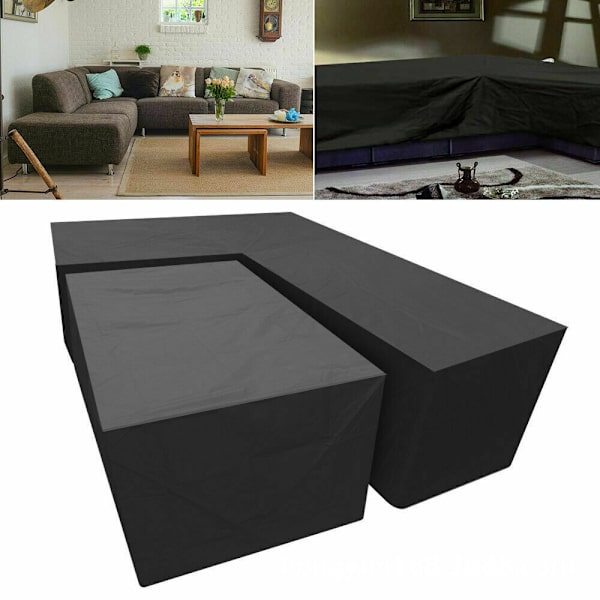 Trekk for hagehjørnesofa, 215x215x85cm, H: 70cm, svart