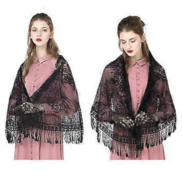 Kvinne Mantilla Slør Blondekant Gjennomsiktig Sjal for Bryllup Kirke Mantilla Pustende Sjal Slør Bryllup Mantilla Hvit White