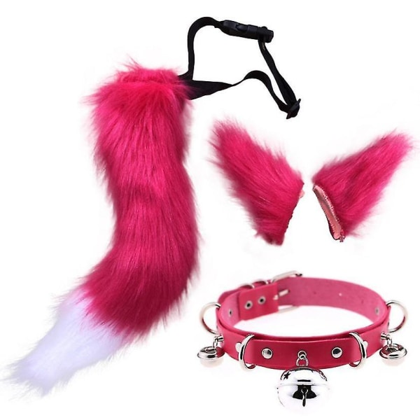 Kissan korvat hiusklipsiasu Halloween-juhliin kaula Chocker Cosplay set.red.