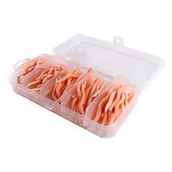 150 stk. Kunstige Bløde Fiskeorm Fiske Maddiker Ferskvands Grejboks (Pink) Pink