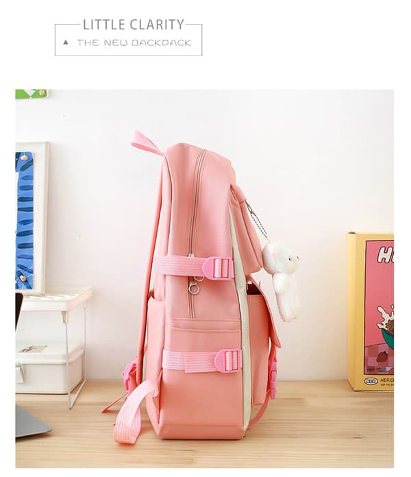 Skuldertaske rygsæk student skoletaske - pink