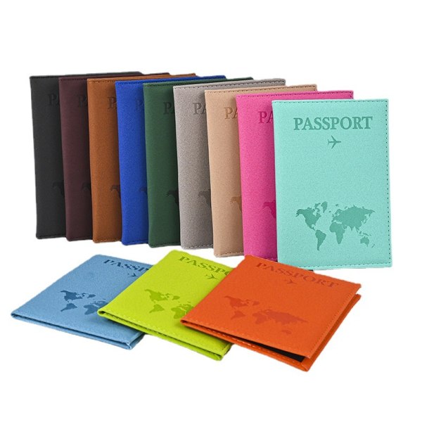 Dark green, PU matte map passport bag, passport holder, passport