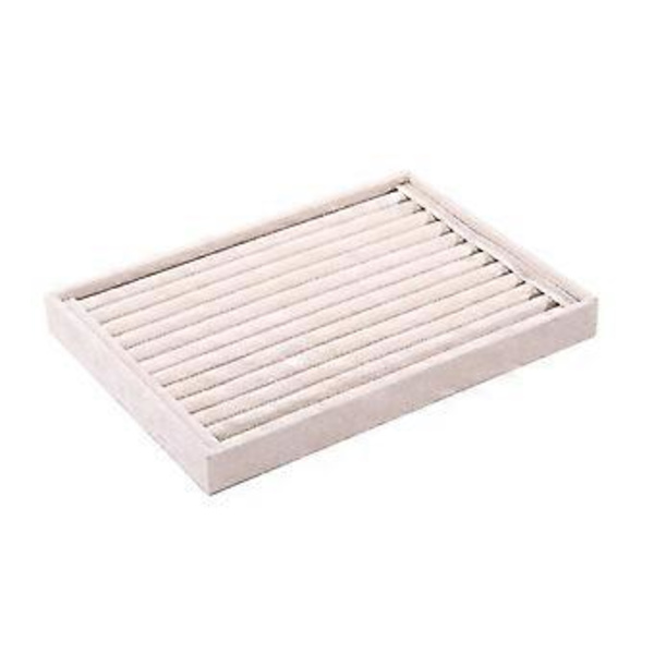 Stapelbar Smyckesorganisatörbricka i Sammet för Lådförvaring Ringar Displayställ Örhängen Armband Halsband Hållare Beige Beige