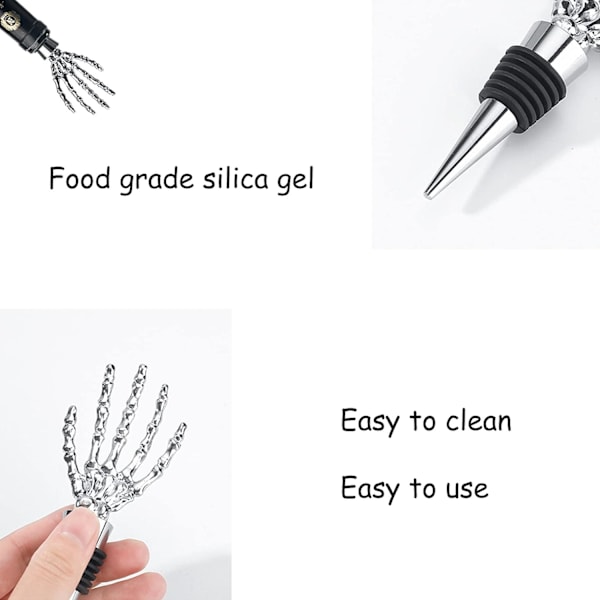 (Sølv) Vinstop, 2 Pacies Ghost Hand Vinflaskestopper C