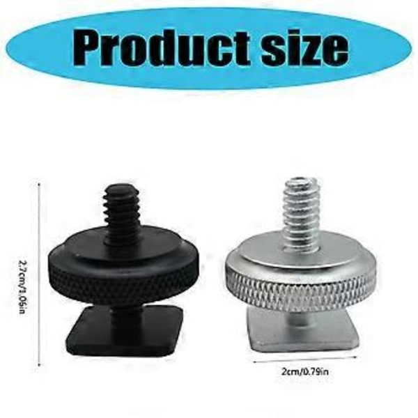 Metal Hot Shoe Adapter til DSLR-kameraer med 1/4 tomme skrue, stærk og pålidelig stativpladeskrue til langvarig brug, sort Black