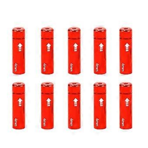 10 st Cykel Växelvajer Ändhylsor Cykel Växelvajer Ändhylsor Bromsvajer Hölje Ändhylsor Set Röd 4mm Red 4mm