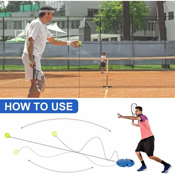 (blå) Tennis Trainer, Tennis Sæt med 1 Rebound Bolde, Selvbærende