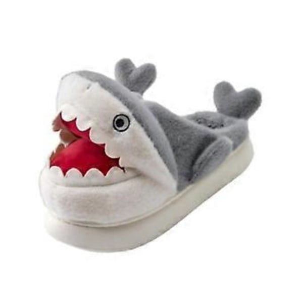 Haikitossut, lämpimät eläintossut talveksi, pörröiset tossut, luovat pehmeät söpöt puuvillatossut naisille ja miehille (EU-koko 36–37) EU Size 36 to 37