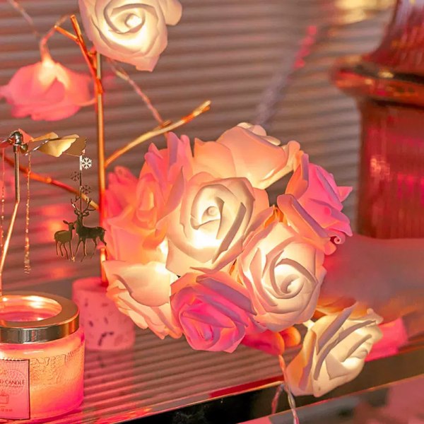 LED Rose String Lights, 6m 40 LED USB dekorative lys for fødsel