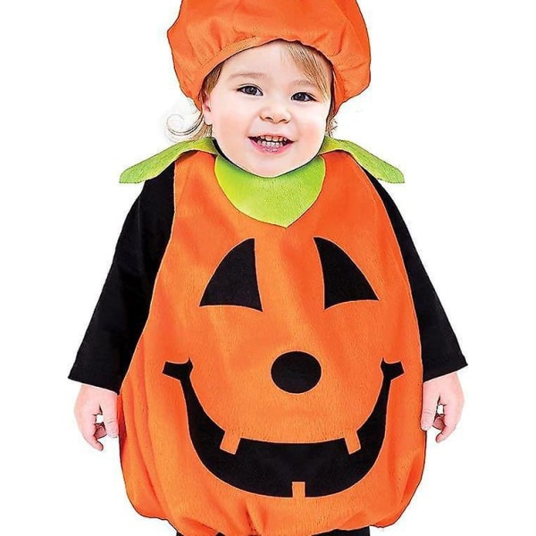 1 sett Halloween-kostyme Baby Pumpkin Romper Bodysuit med lue Sko Jumpsuit Outfit.120.