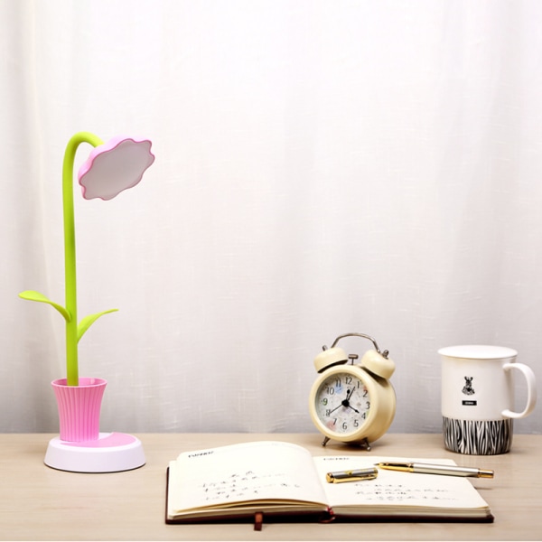 Pink Børne Skrivebordslampe, Justerbar Sengelampe Med Touch Sens