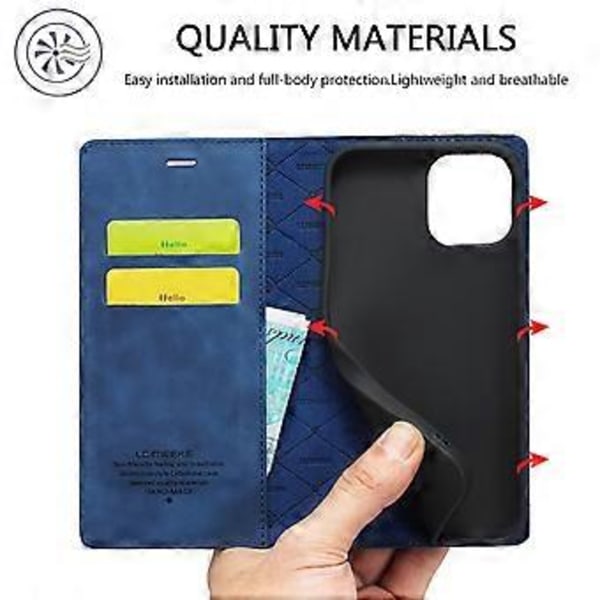 LC.IMEEKE Magnetiskt PU + TPU-fodral för iPhone 13 Pro Blue