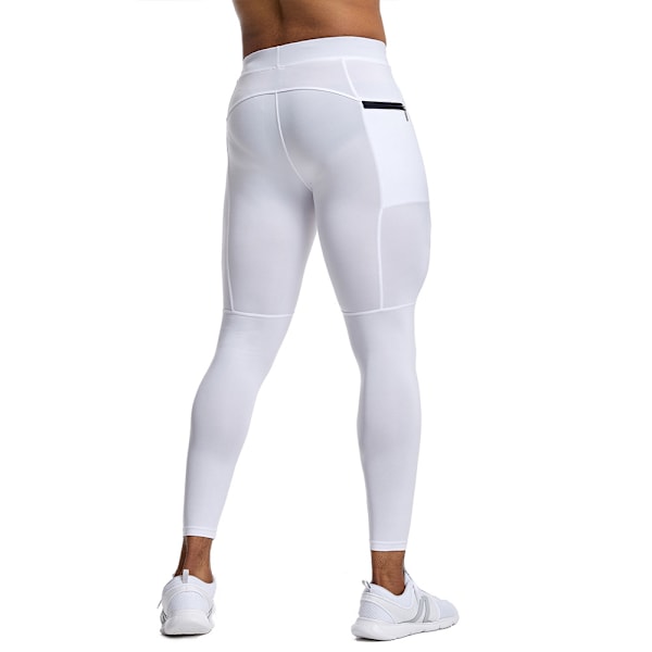 Kompressions Tights Leggings Herr Löpning Sport Träning Gym Fitness Jogging Byxor Snabbtorkande white 2XL