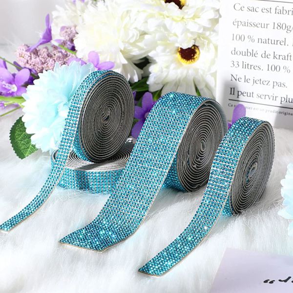 4 stk blå Rhinestone tape klistremerker, krystall Rhinestone dia