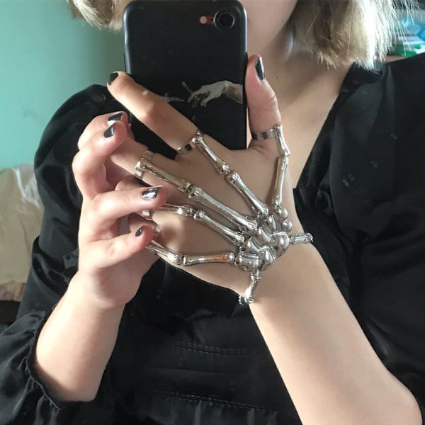 Silver 1 Pack Fashion Alloy Armband, Halloween Skalle, Skelett,