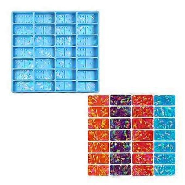 Lett og Skygge Dominoes Ornament Håndverk Silikonform Egnet for Epoxy Resin DIY Håndverk Smykkefremstilling Hjemmeinnredning Hvit White