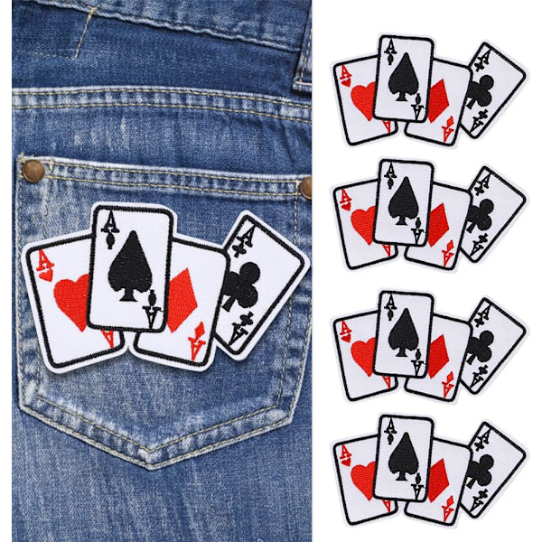 5 st Poker Ess-lappar, Strykbara Pokerkort Emblem Applikationer