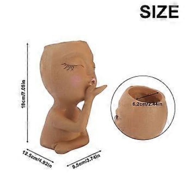 Mannequin Resin Blomsterpotte Ansigt Blomsterpotte Have Dekoration