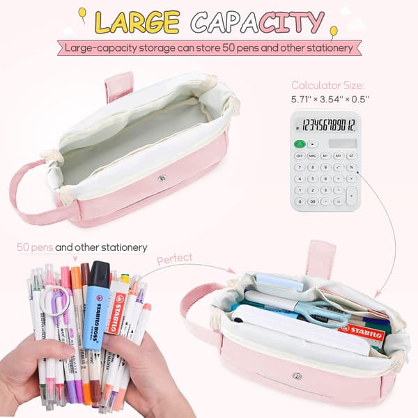 Pink Pencil Case - Stor Pencil Cases til Piger og Drenge, Æstetisk Pen