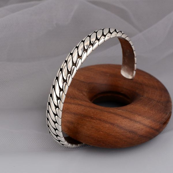 Klassisk kedjesilver  platt kedjearmband