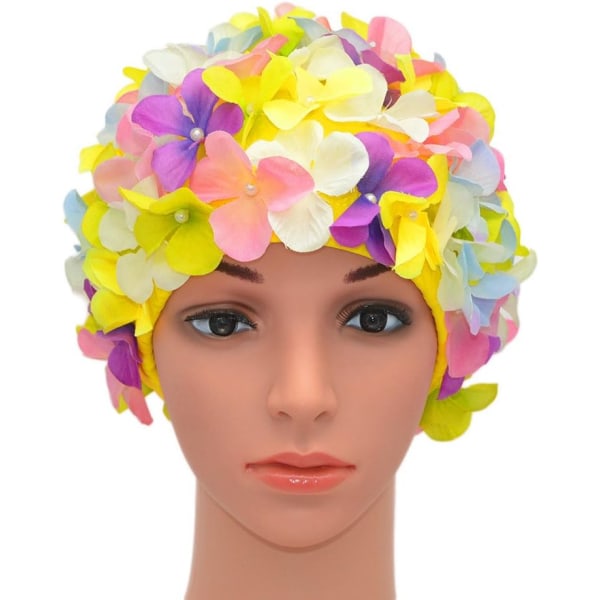 Flerfarget retro blomster badehette for kvinner