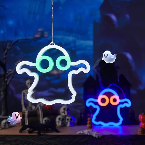 Halloween Spøgelse Neon LED Lysdekoration - Blå + Varm Blue + Warm