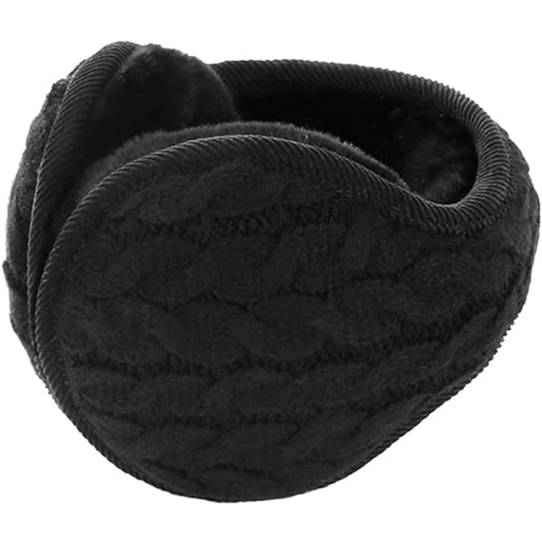 Unisex varme strikkede øreklokker Dame Cashmere Winter Pure Color-svart
