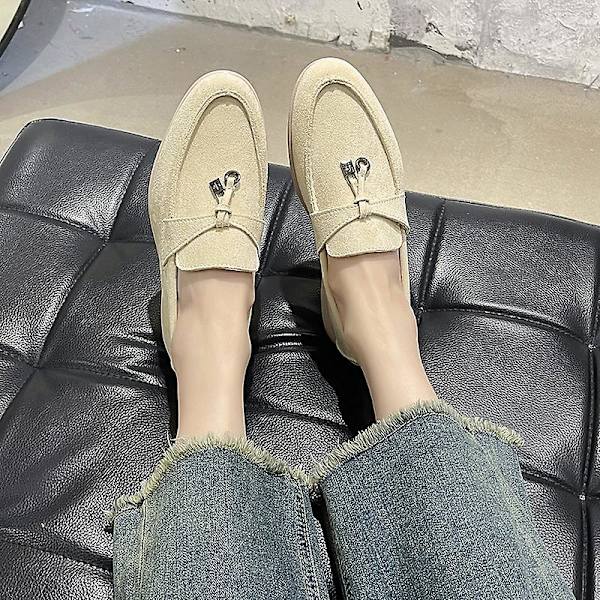 Sommer Pu Walk Sko Kvinder Loafers Causal Moccasin Lock Beanie Sko Komfortable Bløde Sål Flade Sko Plus Størrelse.41.beige