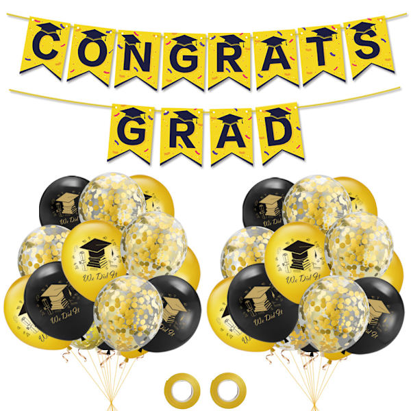 Gull ballong bursdag og graduering dekorasjon, latex ballong