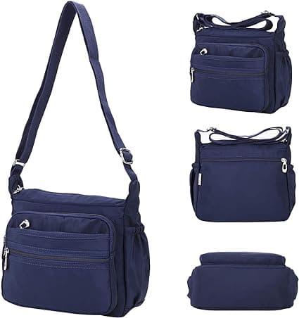 (S, Blå) Nylon Dame Messenger Taske Vandtæt Multi-Pocket Mes