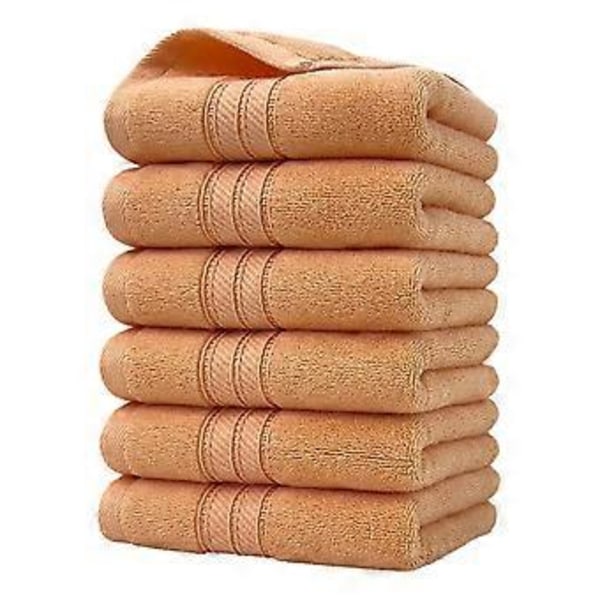 6 Pyyhettä Pakkaus Puuvilla Pehmeät Ja Erittäin Imukykyiset 400GSM Pyyhkeet Kylpyhuoneeseen Kuntosalille Suihkuun Hotelliin Ja Kylpylään Orange