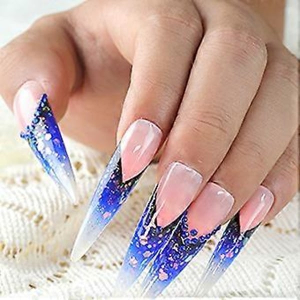 240 st Falska Nagelförlängningar Transparenta Ultralånga Nagelspetsar Tunna Full Täckning Konstgjorda Fingernaglar