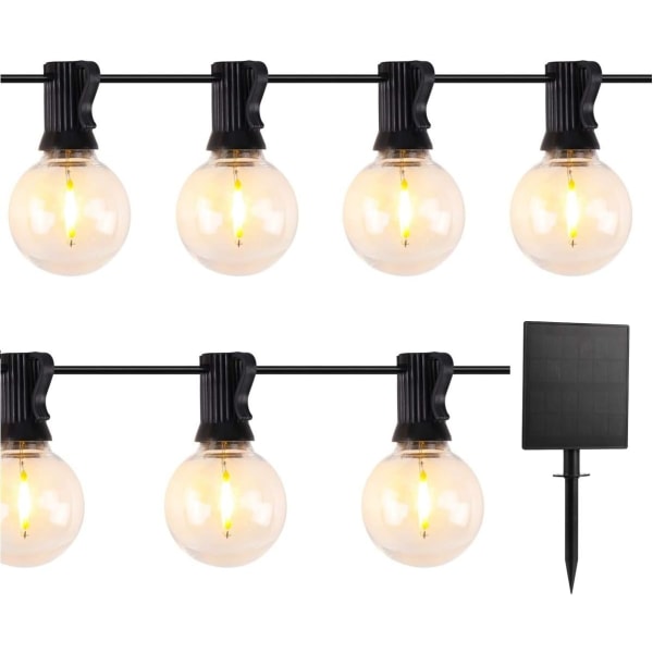Solcelledrevne udendørs lyskæder - 25 fod - 25 G40 LED-pærer - USB S